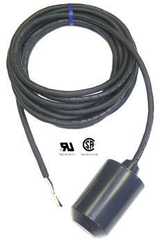 Pump Duty Float Switch - 30 Foot - Normally Open - Wide Angle - Skived Cord Ends